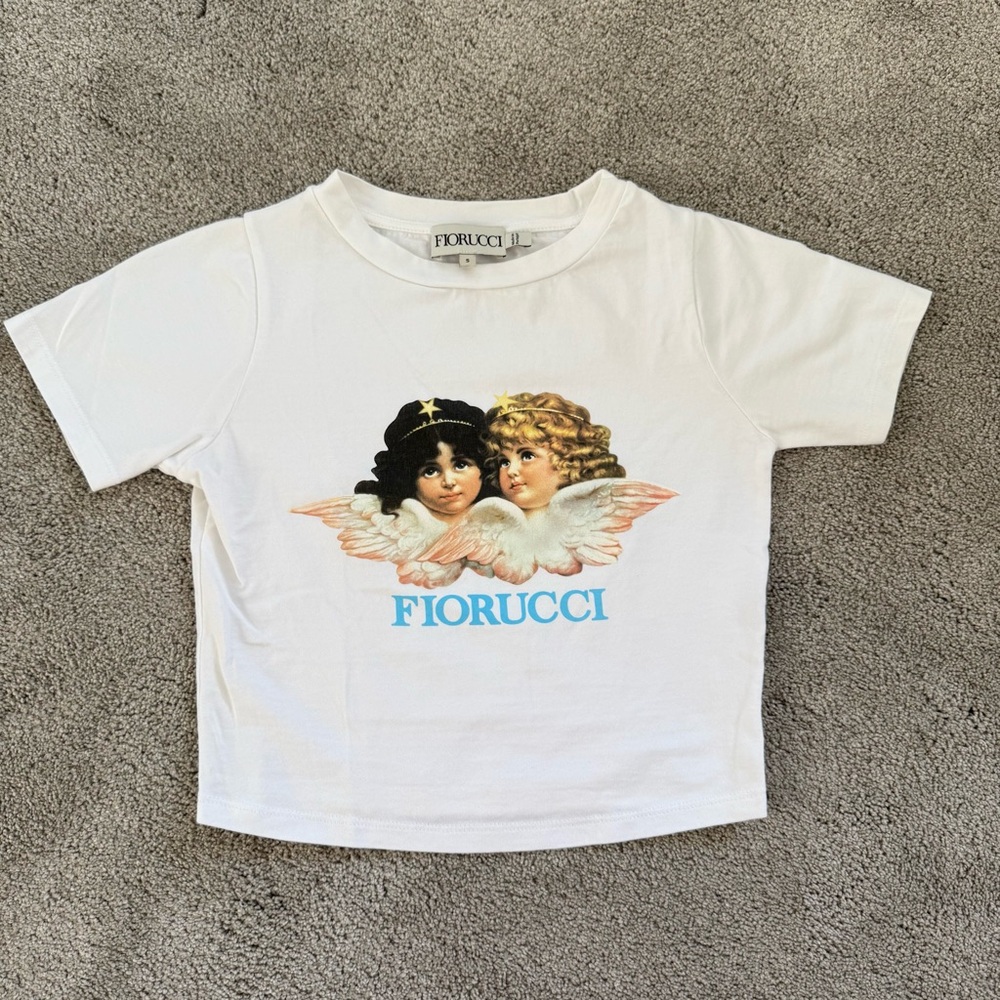 Fiorucci White Tee with Angel Print